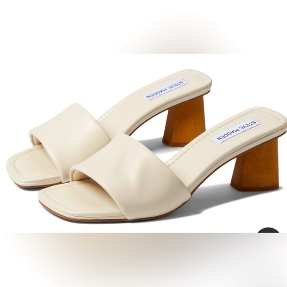 Steve Madden chunk heeled sandals, new in box, size 10. Cream color. - Picture 1 of 7
